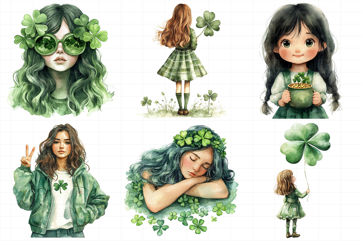 Watercolor Girl St. Patrick's Clipar, an Illustration by Daily.Designs (Photo 7 of 8)