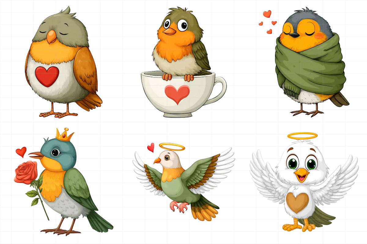 Whimsical Valentine Vogel Clipart, an Illustration by Daily.Designs (Photo 6 of 8)