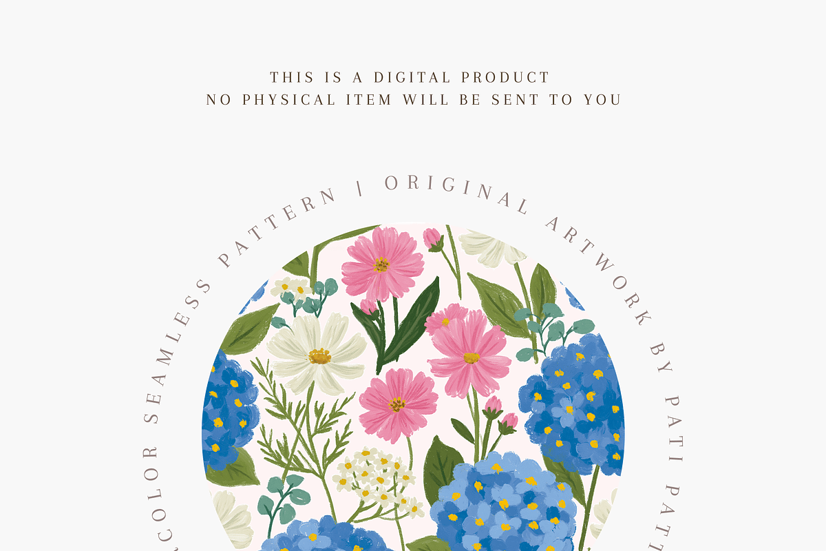 Blue Hydrangea Seamless Pattern PNG, a Pattern Graphic by Pati Charm Studio (Photo 4 of 6)