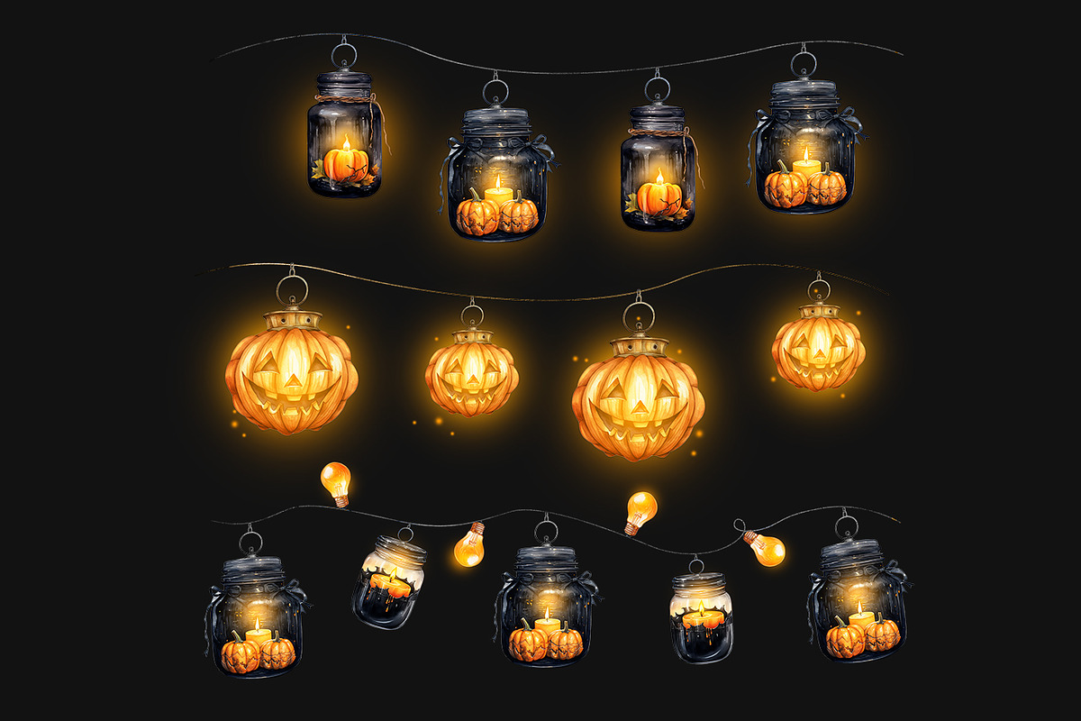 Halloween String Light PNG Overlays, an Object Graphic by PixelJungle (Photo 3 of 6)
