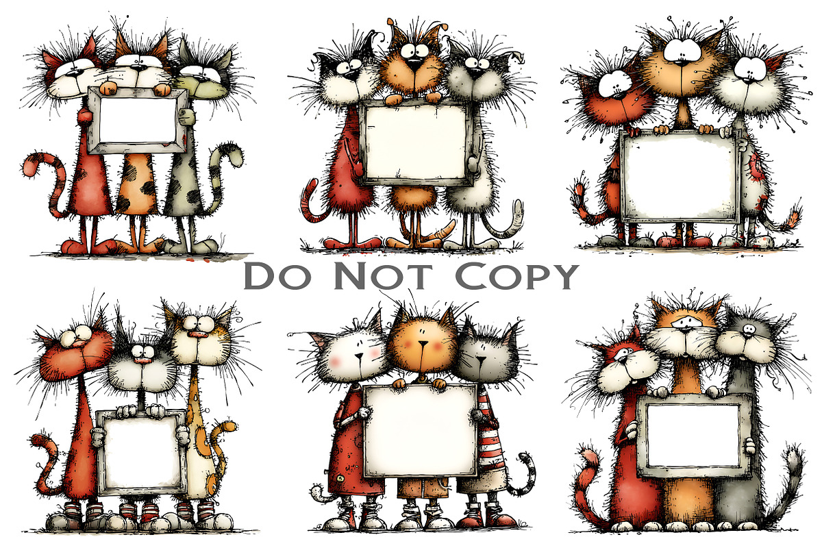 Christmas Whimsical Cats Clipart, an Illustration by Craft Nest (Photo 5 of 10)