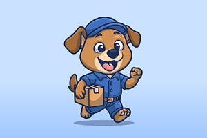 Dog Courier Running Cartoon Delivery, an Animal Illustration by Gumrega Studio