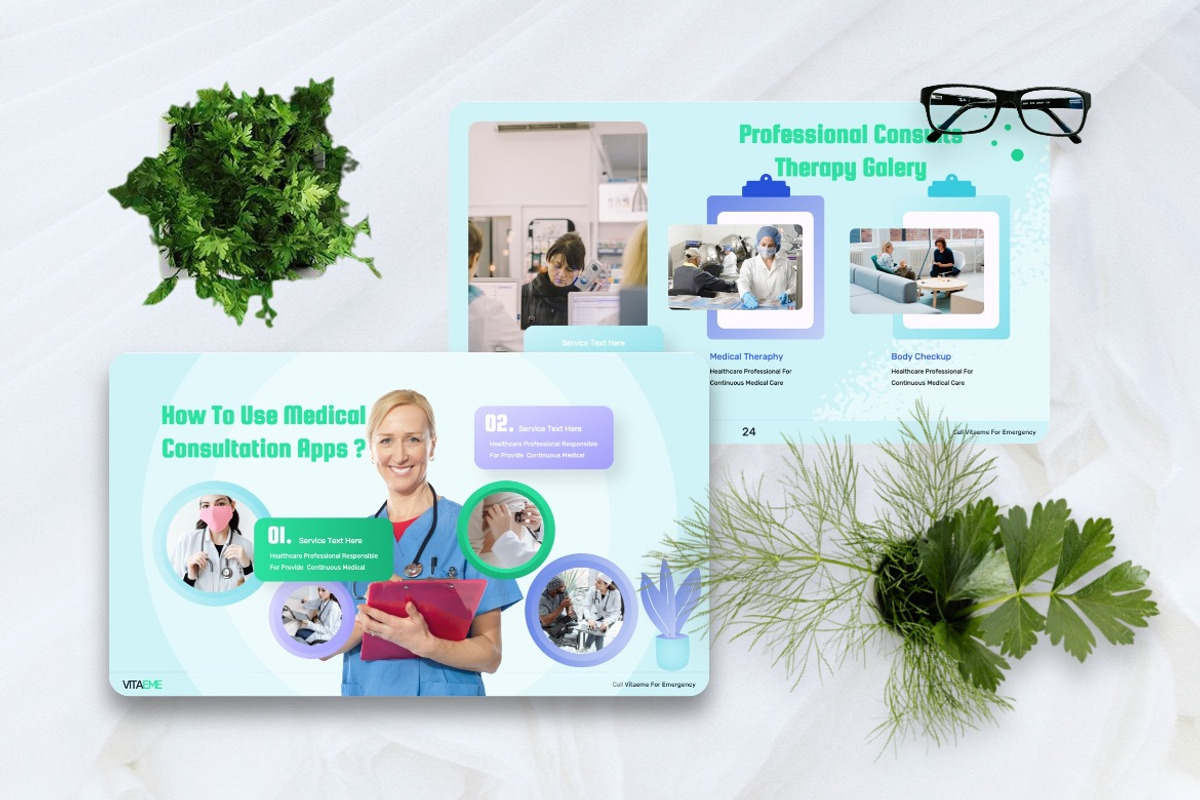 Vitaeme - Modern Health Powerpoint, a Presentation Template by Dhabee (Photo 4 of 8)