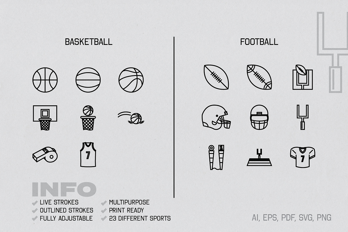 Linear Sports Icons, an Icon by The Fake PNG (Photo 2 of 11)