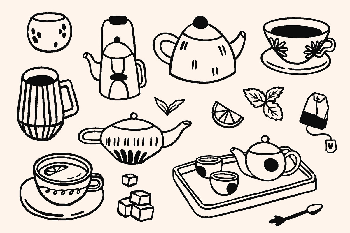 CAFE DOODLES | Graphic collection, a Food Illustration by katieromanoff_art (Photo 10 of 12)