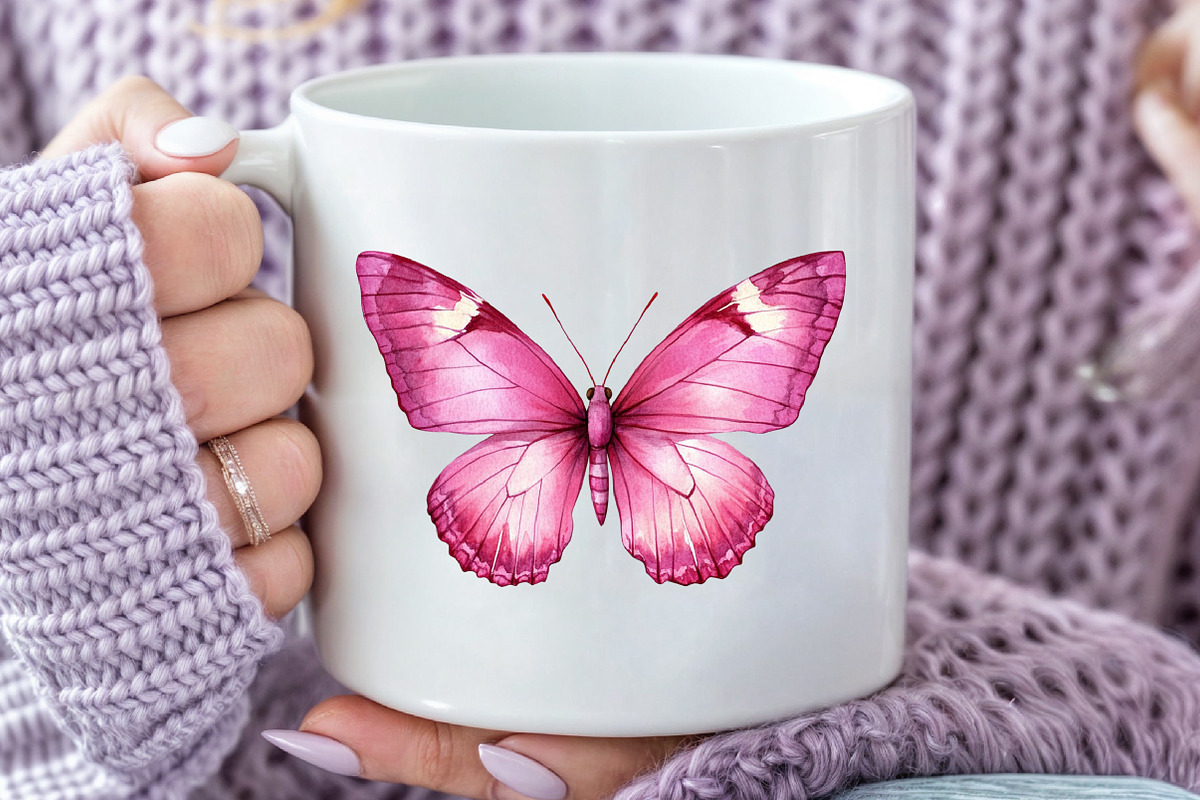 Pink Watercolor Butterflies Clipart, an Illustration by Rose Art (Photo 5 of 7)