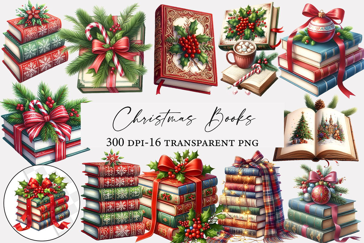 Christmas Books Clipart, an Illustration by Designworld (Photo 1 of 5)