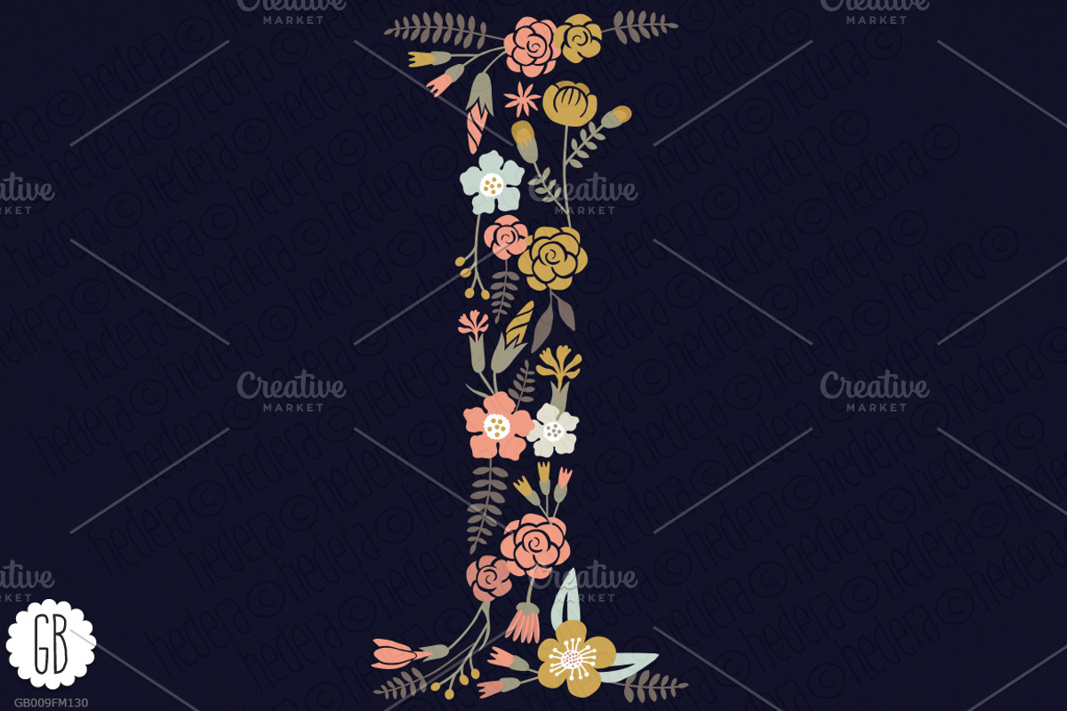 Floral letters, monogram, floral WMI, a Decorative Illustration by GrafikBoutique (Photo 3 of 3)