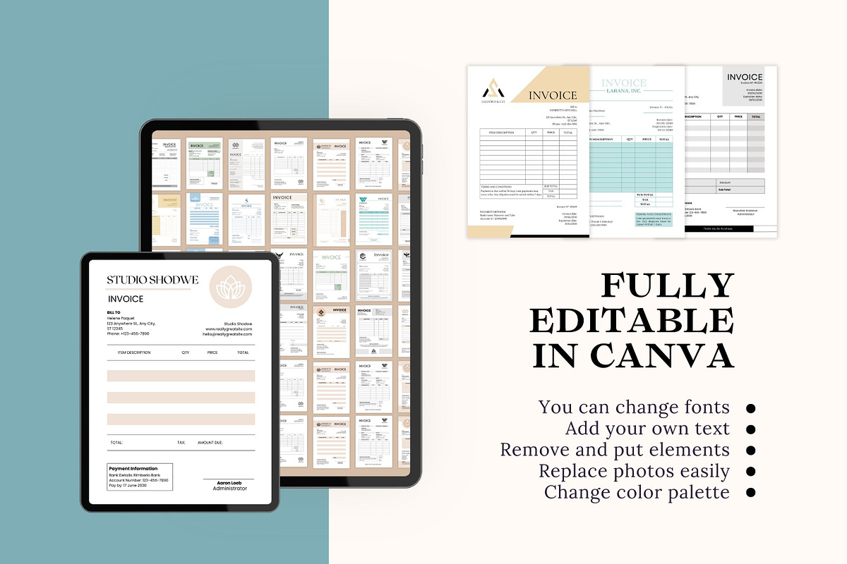 50 Invoice Templates Canva Editable, a Templates & Theme by TemplateCastleStore (Photo 10 of 10)