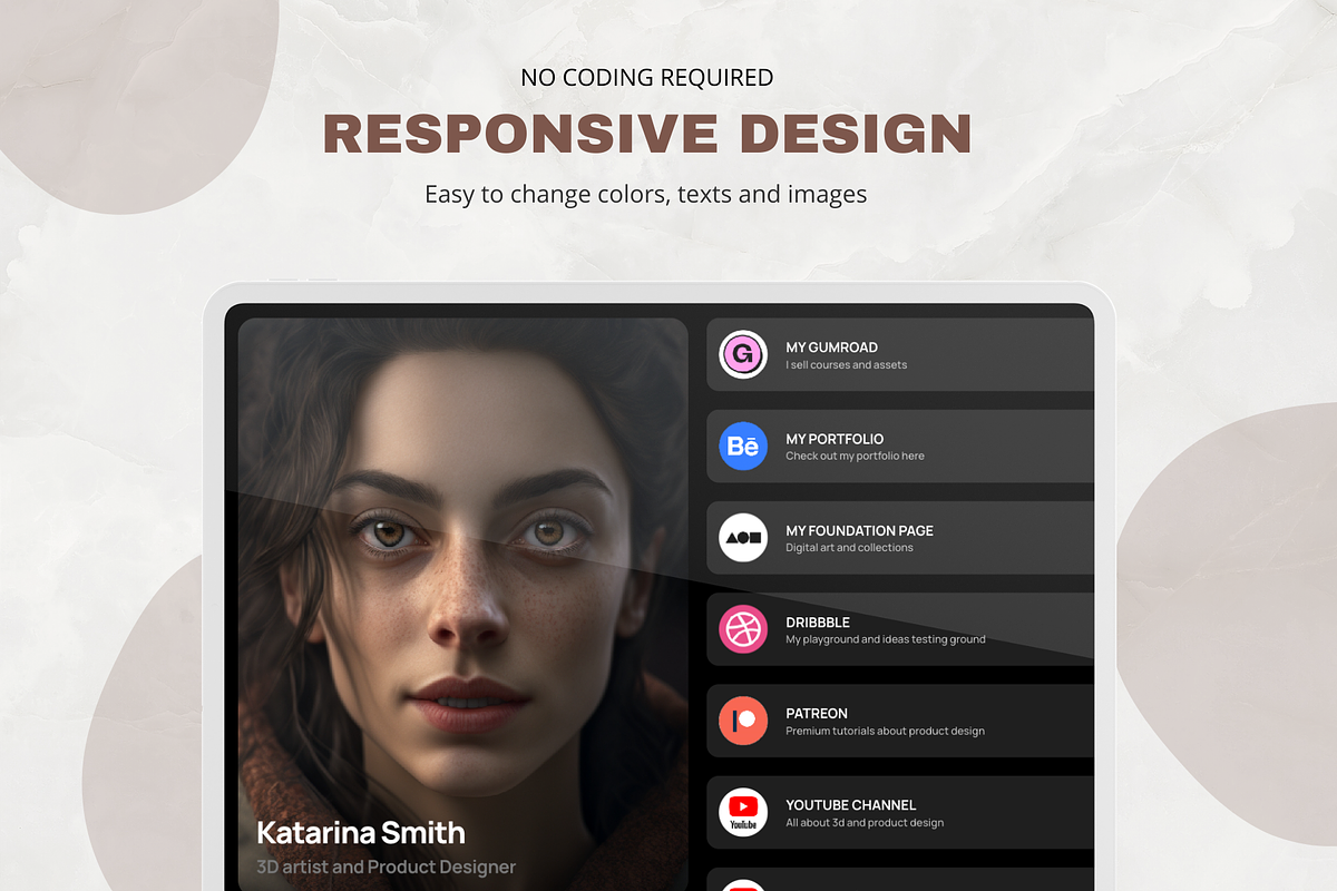 Link In Bio - Framer template, a Landing Page Template by Blue Monkey Media (Photo 2 of 8)