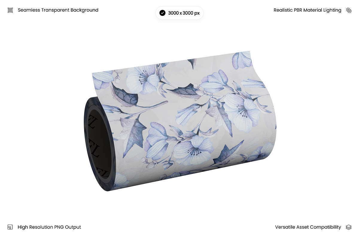 Floral Adhesive Tape Roll 3D, an Object 3D Model by Wencory (Photo 1 of 2)