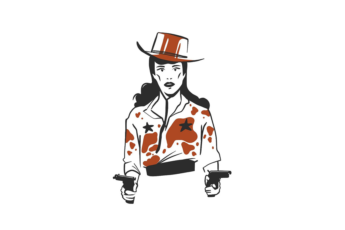 Cowgirl in hat with gun graphic, a Person Illustration by Anastasy_helter (Photo 2 of 3)