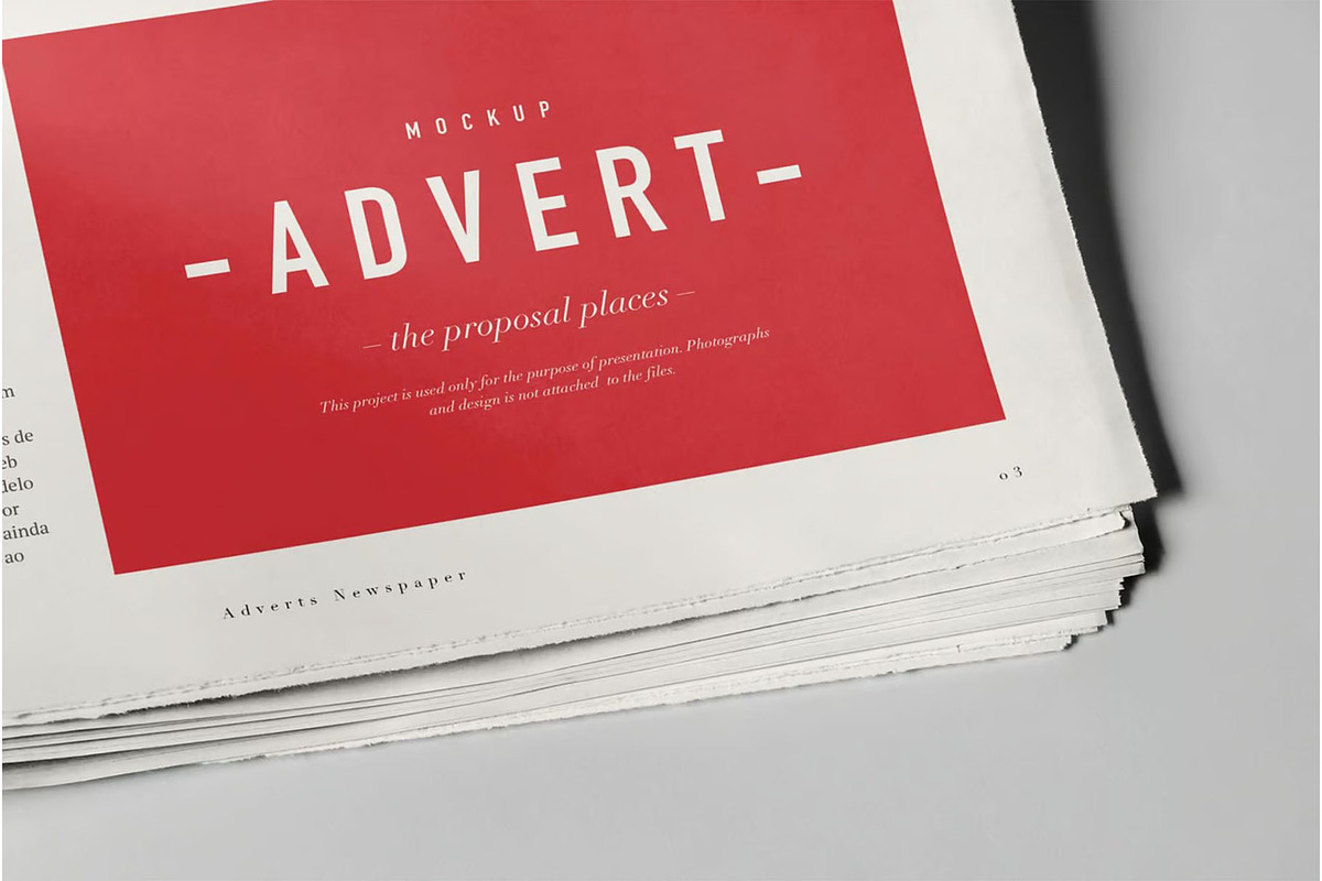 Newspaper Adverts Mock-up, an Advertising Mockup by zippypixelstudio (Photo 2 of 9)