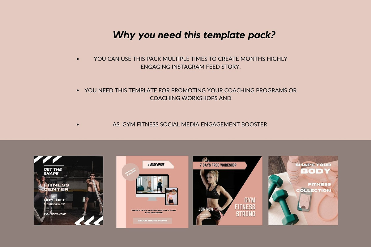 Fitness Coach Instagram Templates, a Social Media Template by Deepa Template Studio (Photo 8 of 18)
