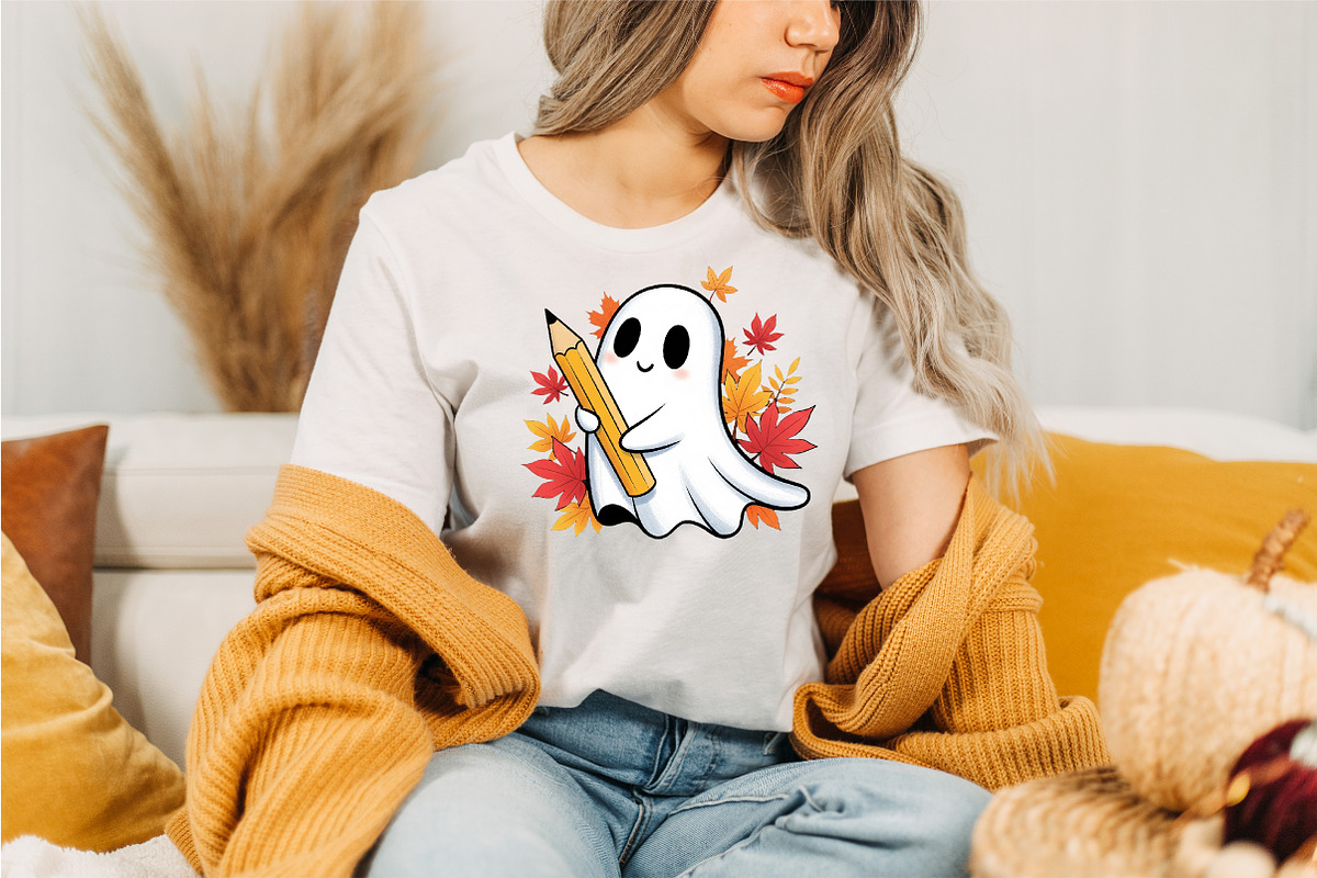 Fall Halloween Ghost Teacher Autumn, a Graphic by Designking (Photo 3 of 4)