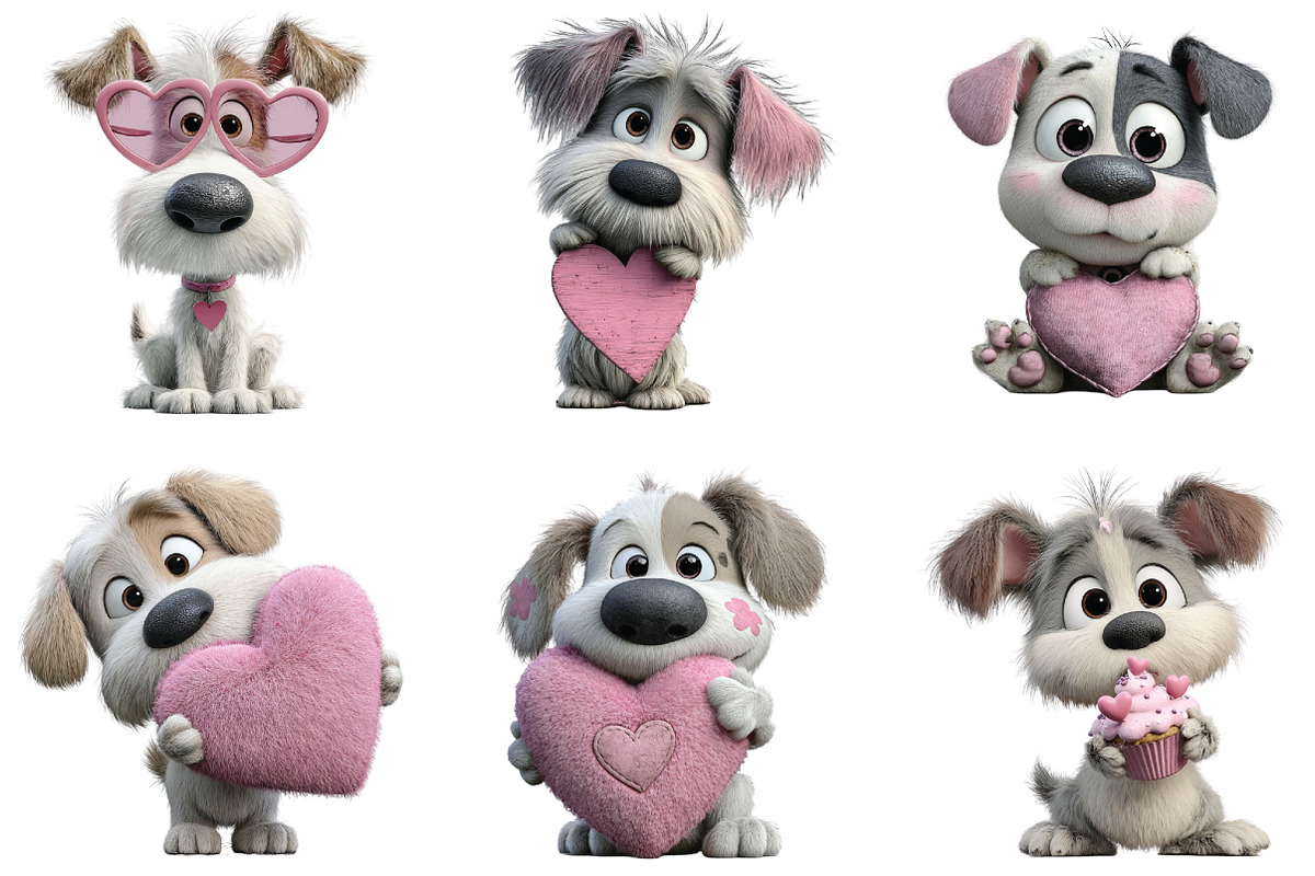 Whimsical Valentine Cute Dog Clipart, an Illustration by CraftArtStudio (Photo 5 of 6)