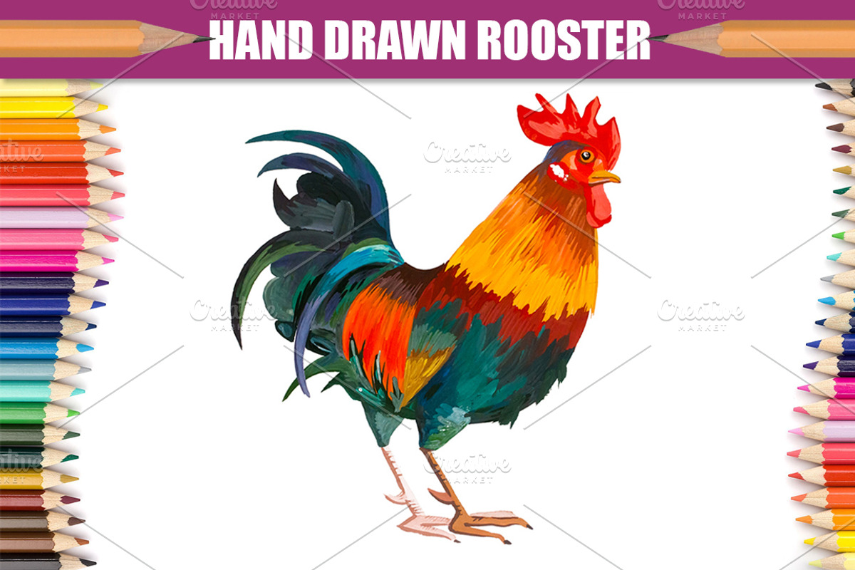 Rooster, acrylic painting, an Animal Illustration by Allween (Photo 1 of 3)