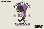 walking emo cat holding smartphone, a Branding & Logo Template by Judsart (Thumbnail 1 of 3)