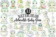 Adorable Baby Dino Watercolor, an Illustration by Designking (Thumbnail 1 of 5)
