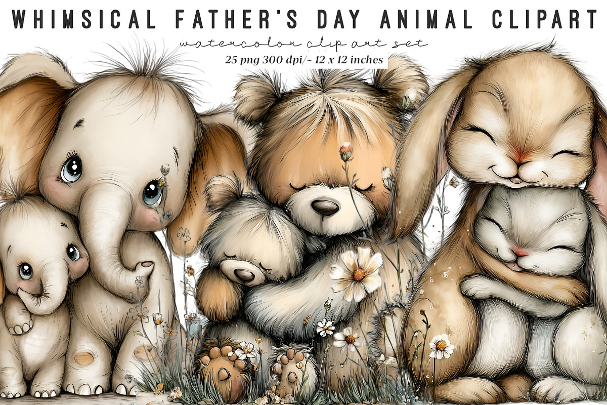 Whimsical Father's Day Animals PNG, an Illustration by SinaCreation (Photo 1 of 9)