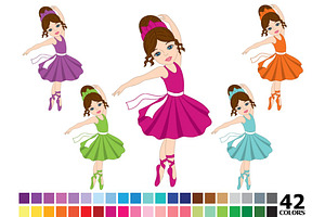 Vector Rainbow Ballerina Clipart