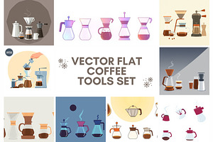 35 Vector Flat Coffee Tools Set, an Object Graphic by adenpinkstore