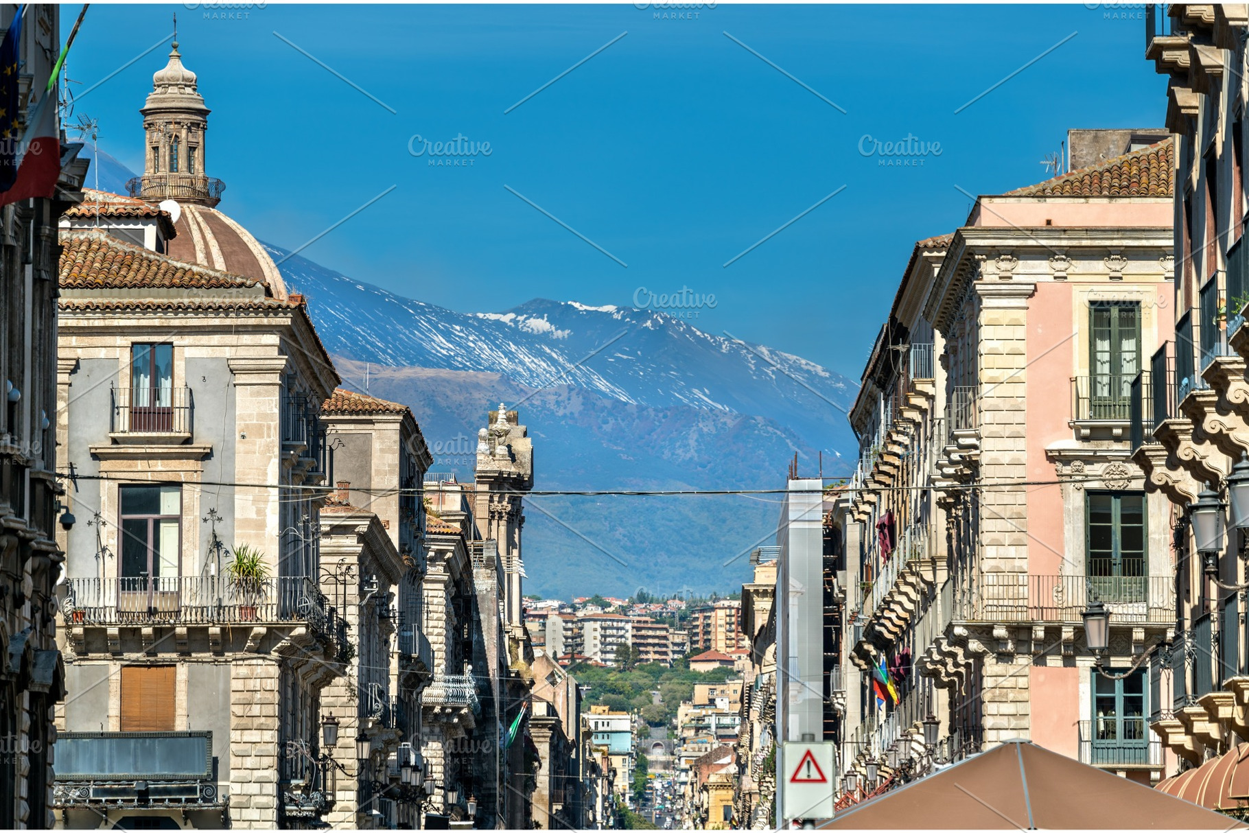 View of the historic centre of catania with etna volcano in the background, an Architecture Photo by Leonid Andronov