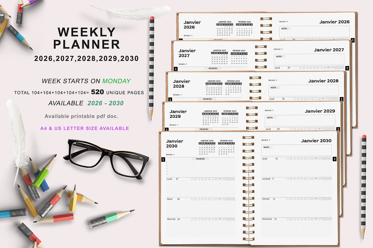 Ultimate French Planner Bundle 26-30, a Stationery Template by ROJI CREATOR (Photo 5 of 10)