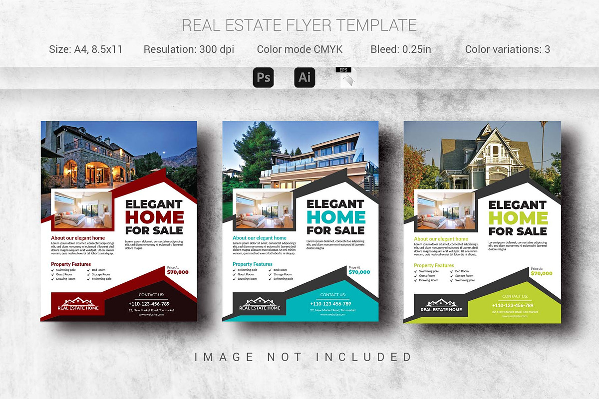 Real Estate Flyer Template (Editable, a Flyer Template by Creativpixl (Photo 1 of 5)