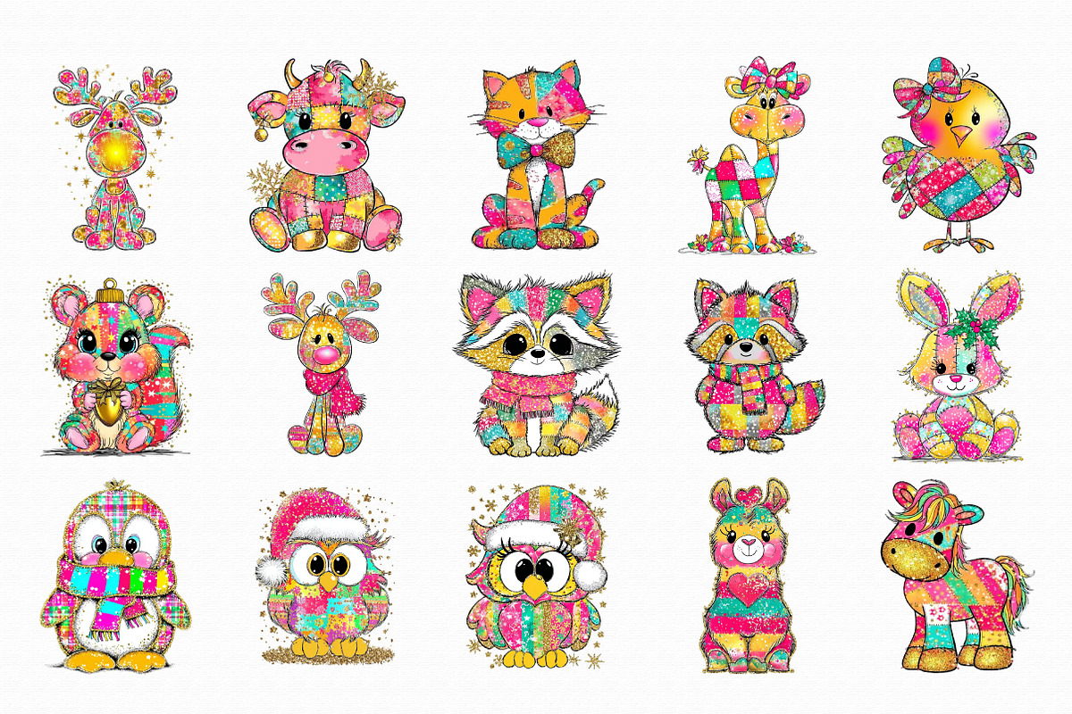 Funny Glitter Animal Clipart, an Illustration by Libby Wishes (Photo 2 of 7)