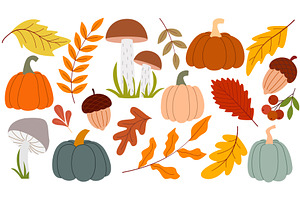 Autumn set of natural forest, an Object Illustration by Tati_Kli