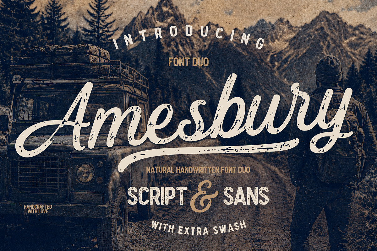 Amesbury Font Duo, a Script Font by cocodesign (Photo 1 of 6)