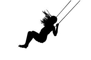 Silhouette of a girl riding a swing, a Person Illustration by Nenahliadava Design