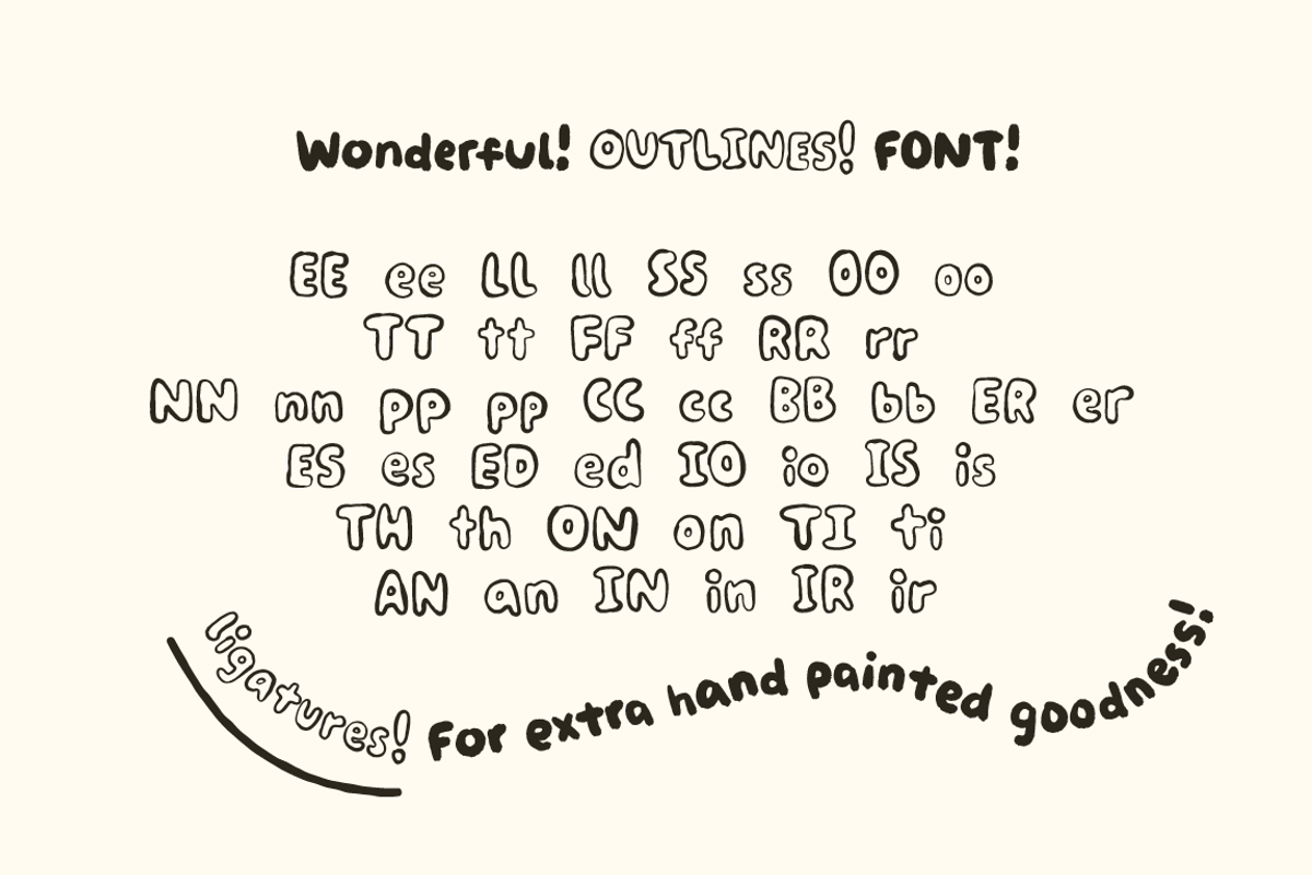 Wonderful Outlines - Painted Font, a Font by Studio Funshop by Kelli (Photo 10 of 11)