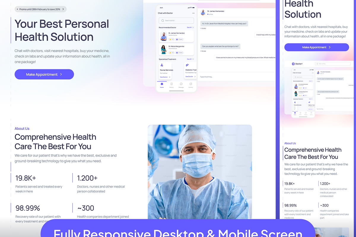 Doctor+ Health Care Website UI Kit, an UI Kit Template by Moni Studio