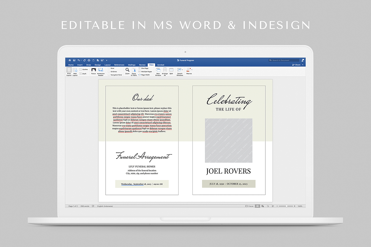 Funeral Program | MS Word & Indesign, a Brochure Template by Leaflove (Photo 5 of 5)