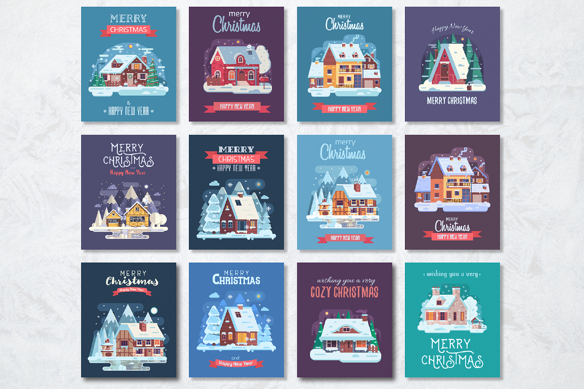 Cozy Winter House Christmas Cards, an Illustration by Alex Krugli (Photo 2 of 8)