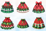 Watercolor Christmas Skirt Clipart, a Seasonal Illustration by Rose Art (Thumbnail 3 of 3)