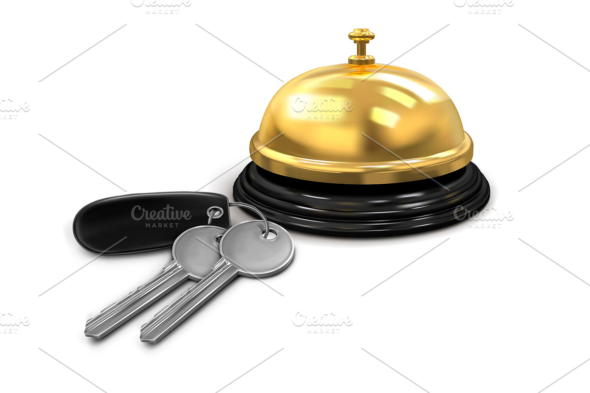 Silver keys, keychain, gold bell, a Work Illustration by StudioVin