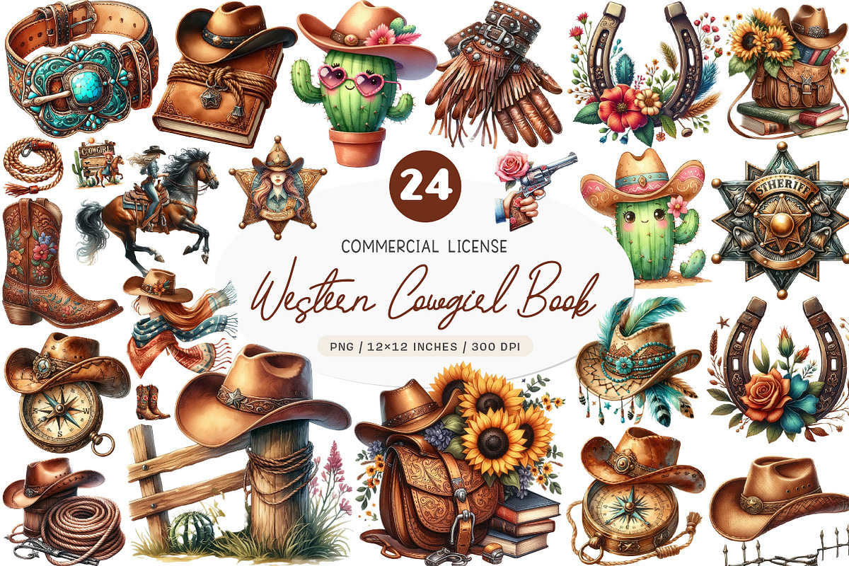 Western Cowgirl Book Clipart, an Illustration by SinaCreation (Photo 1 of 6)