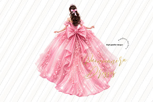 Soft Pink Ball Gown Princess Clipart
