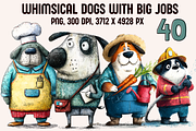 Whimsical Dogs With Big Jobs, an Animal Illustration by PrintHaven Designs (Thumbnail 1 of 10)
