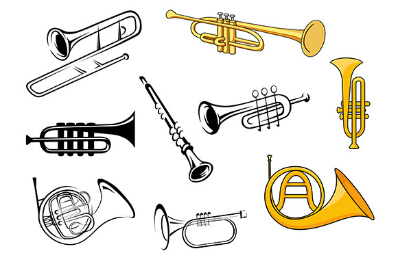 Wind Instruments In Sketch And Carto by Vector Tradition  Creative Market
