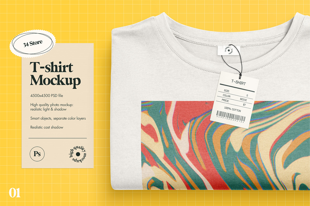 Folded T-Shirt PSD Mockup, a Shirt Mockup by 34store (Photo 1 of 5)