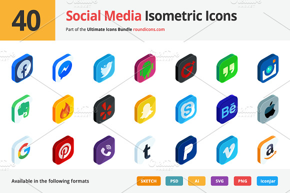 40 Social Media Isometric Icons