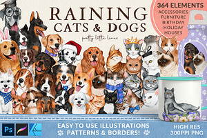 Pet Illustrations Patterns & Borders, a Graphic by Pretty Little Lines