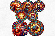 Autumn Stained Glass Round clipart, an Illustration by ThatsDesignArt (Thumbnail 9 of 10)