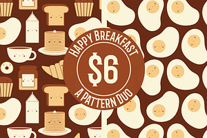 Happy Breakfast Seamless Pattern