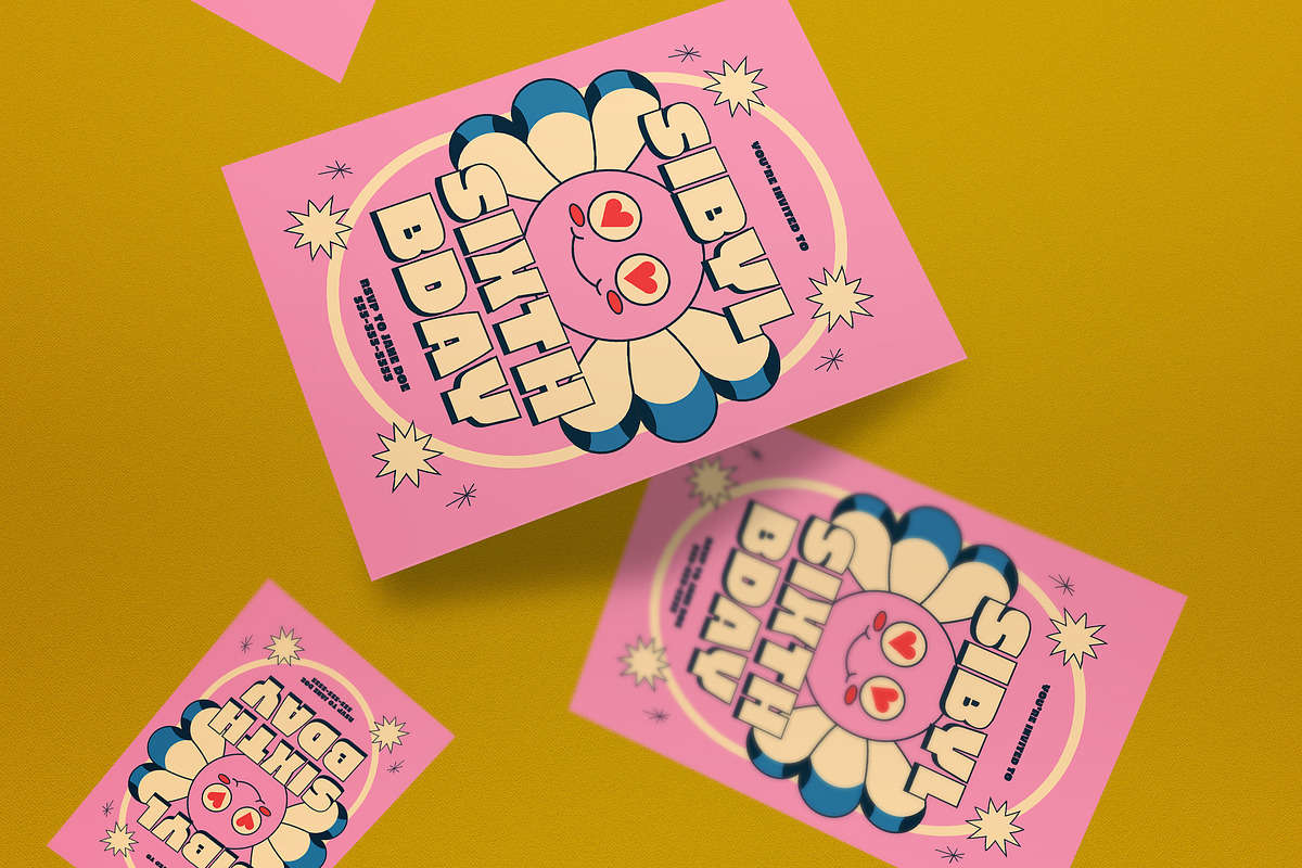 Retro Kids Birthday Invitation, an Invitation Template by graphicook (Photo 2 of 3)