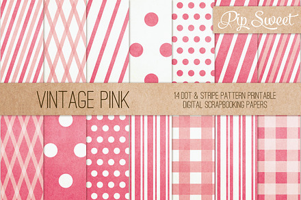 Vintage Pink 14 Pattern Set